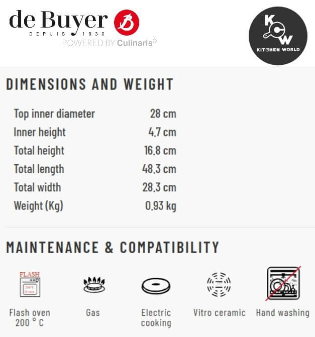 กระทะเหล็กบลูสตีล DE BUYER CW1996-28 ขนาด 28 ซม._4